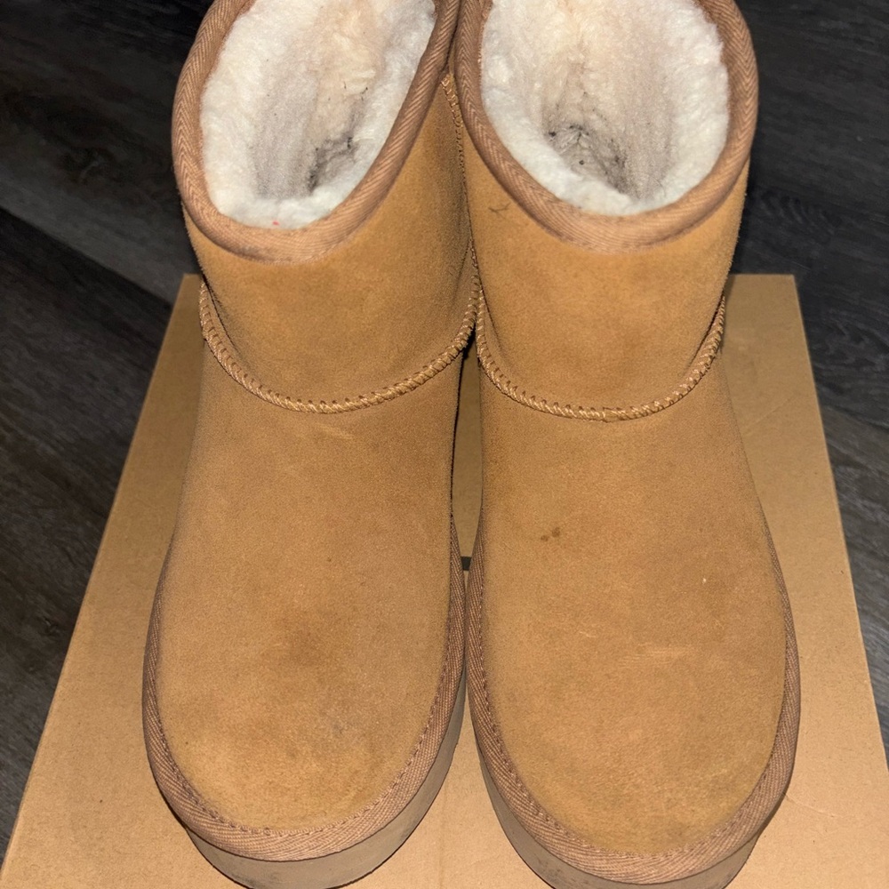 UGG Chestnut Suede Boots with Shearling